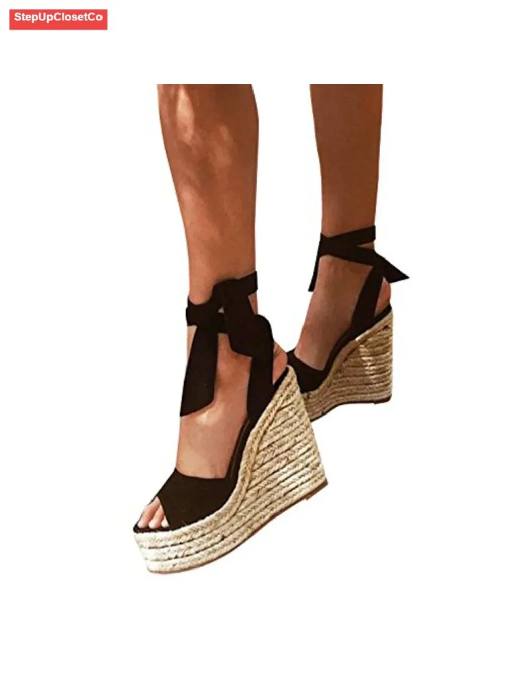 Espadrille Wedge Sandals Platform Lace Up Ankle Strap Summer Dress Shoes